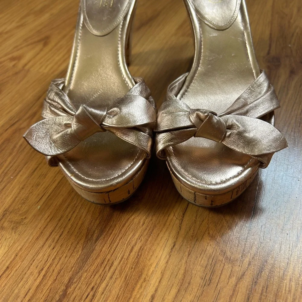Coach Bronze Platform Sandals - Picture 1 of 3